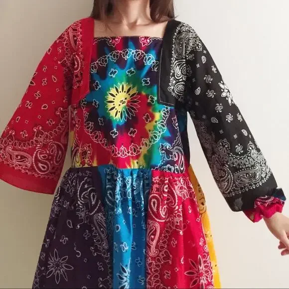 Handmade Rainbow Swirl Bandana Scrunchies. - Picture 6 of 8